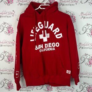 LG lifeguard sweater hoodie graphic white logo Red Lifeguard San Diego Sweater